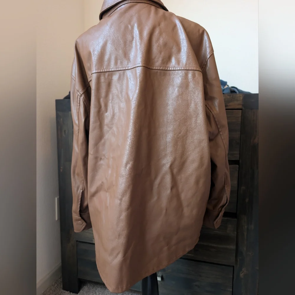 Brown Pleather Jacket - Picture 3 of 3